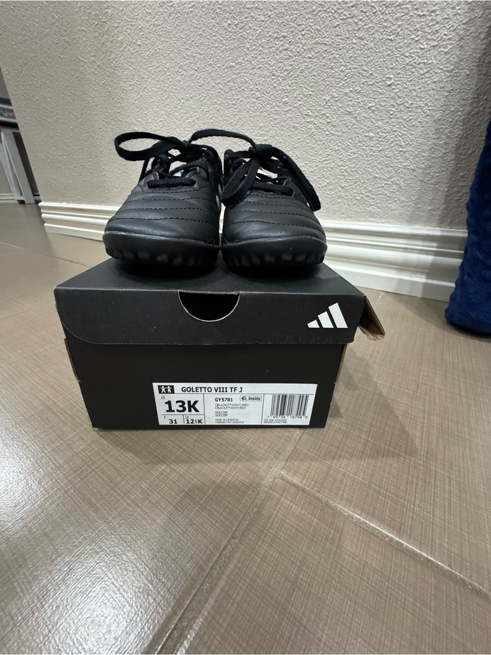 adidas Black Kids Golettto VIII TFJ Turf Soccer Shoes